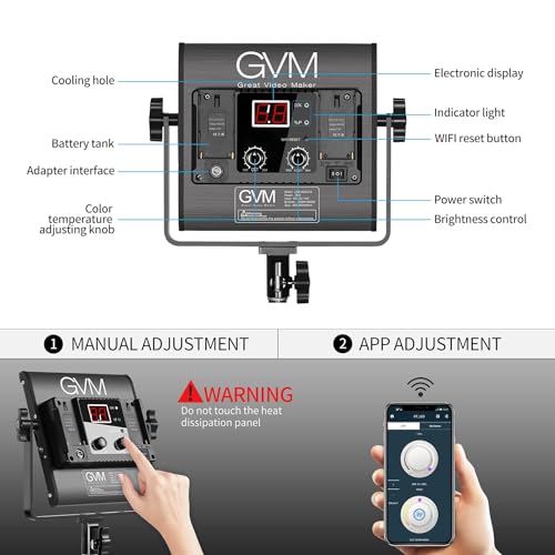 GVM 2 Pack LED Video Lighting Kits with APP Control, Bi-Color Variable 2300K~6800K with Digital Display Brightness of 10~1...