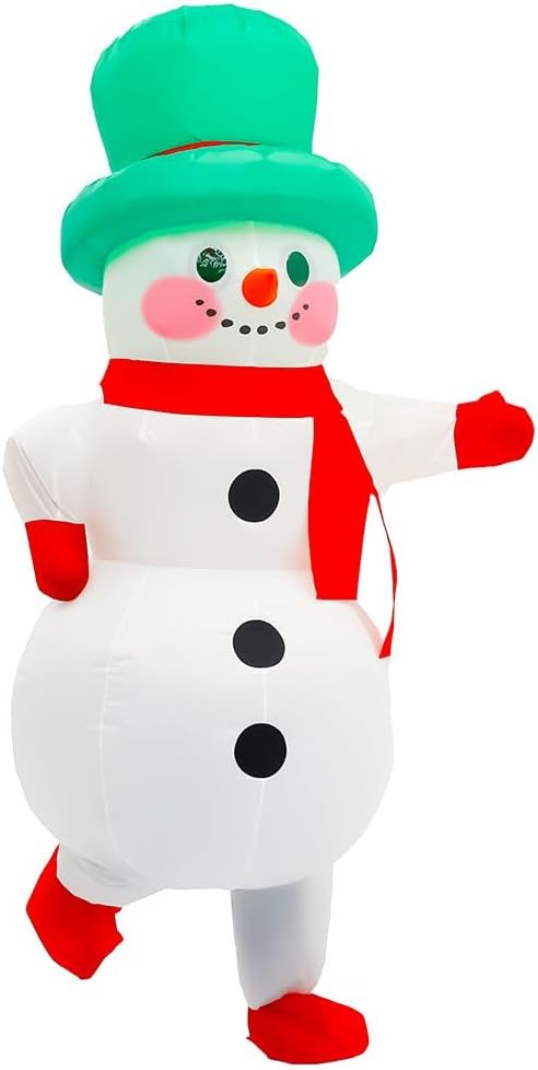 Rysotowy Inflatable Christmas Costume for Adults Funny Blow up Xmas Tree, Snowman, Santa Claus Costume Suit Xmas Outifit