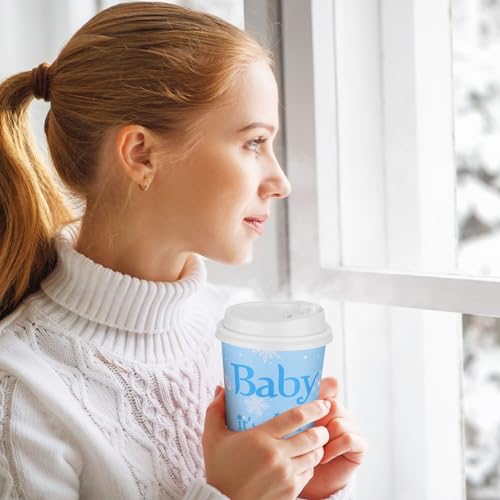 Layhit 100 Pcs 16 oz Baby It's Cold Outside Coffee Cup Hot Cocoa Bar Coffee Cup with Lids Disposable Winter Cups for Hot D...