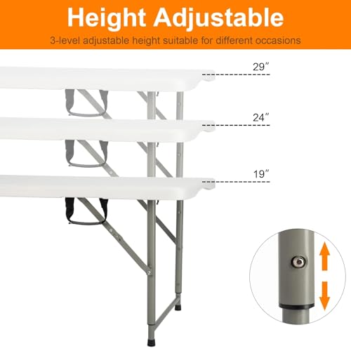 EDEBIBY 120CZ Folding Table Portable Small Table Semi Practical Table Small Indoor and Outdoor Adjustable Height with Hand...