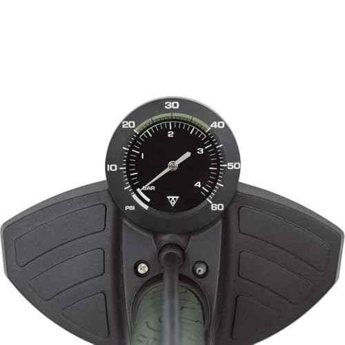 Topeak JoeBlow Mountain II Floor Pump ? High-Volume Steel Barrel, TwinHead for Presta/Schrader/Dunlop Valves, 3.5¡± Analog Gauge, 60 PSI Max, Air Release Button, Ball/Bladder Adapters Included