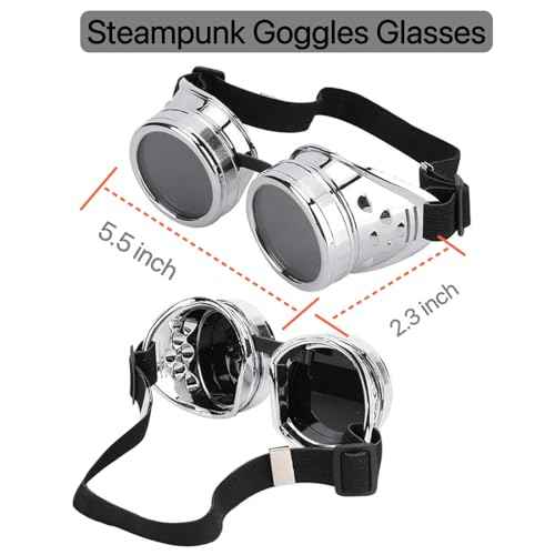 Halloween Yellow Beanie with Vintage Steampunk Goggles Knit Yellow Hat Punk Sunglasses Cosplay Set for Women Men