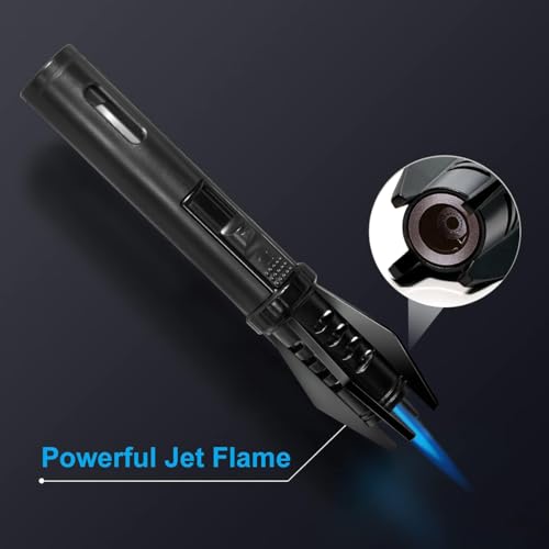 Camping Mini Torch Lighter EDC Windproof Small Lighters with Visual Window Refillable Gas Pocket Tactical Jet Flame for Hi...