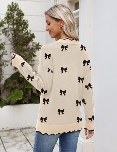 Zeagoo Women's 2026 Fall V Neck Sweater Casual Long Sleeve Lightweight Ribbed Knit Pullover Sweaters Dressy Casual Tops