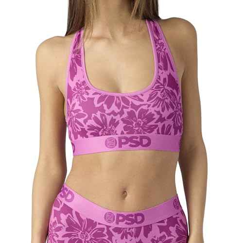 PSD Underwear Womens Sports Bra - Floral Print, Medium Support Sports Bras for Women, Womens Racerback Sports Bras