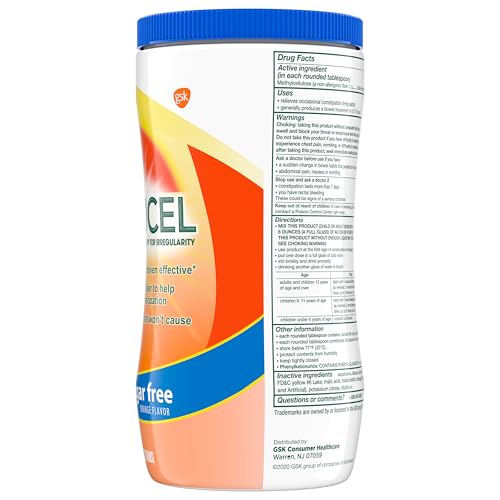 CITRUCEL Sugar Free Fiber Powder for Occasional Constipation Relief, Methylcellulose Fiber Powder, Orange Flavor - 16.9 Ounces