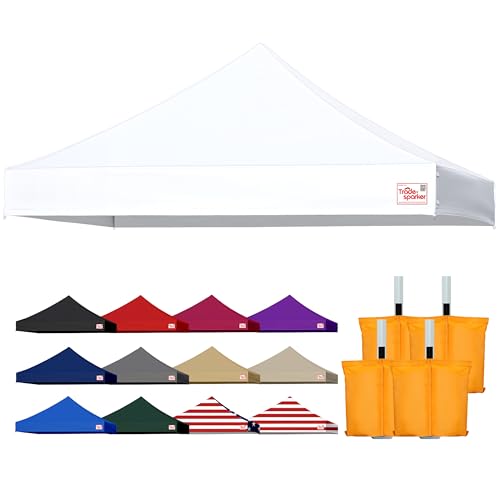 Tradesparker 10x10 Commercial Pop Up Canopy Replacement Top-Windproof D-Rings+Banner Grommets+Loop Pile Wall System,Ez Can...
