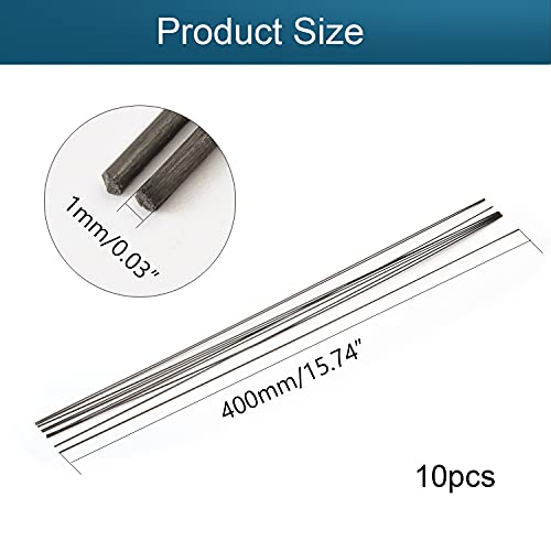 Fielect 1mm Carbon Fiber Rod for RC Airplane Matte Pole Length 400mm 15.7 inch 10pcs