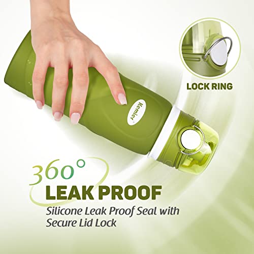 Kemier Collapsible Silicone Water Bottles-750ML,Medical Grade,BPA Free Travel Water Bottle Can Roll Up,26oz,Leak Proof Fol...