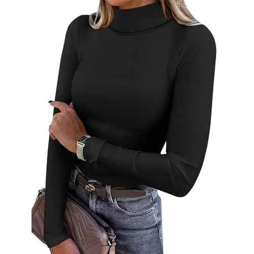 ANRABESS Women Turtleneck Top Long Sleeve Thermal Shirts Slim Fitted Basic Layer 2025 Fall Winter Outfits