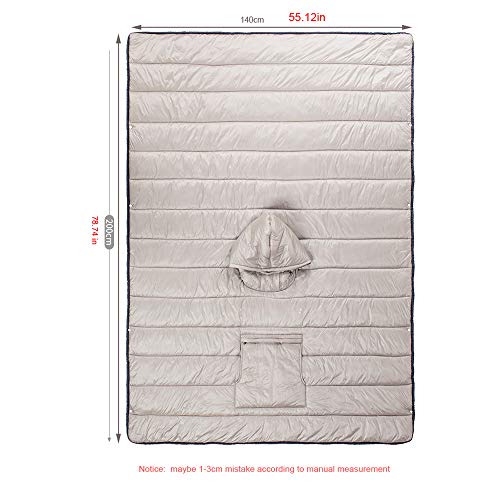 Gaorui Winter Poncho Coat Outdoor Camping Warmth Small Quilt Blanket Water-resisitant Sleeping Bag Cloak Cape with Hat for...