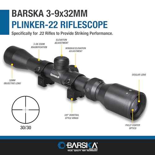 BARSKA 30/30 Crosshair Reticle Rifle Scope for .22 Plinking & Rimfire Rifles - Optimal Precision with Rings for Shooting, Hunting, Target Practice