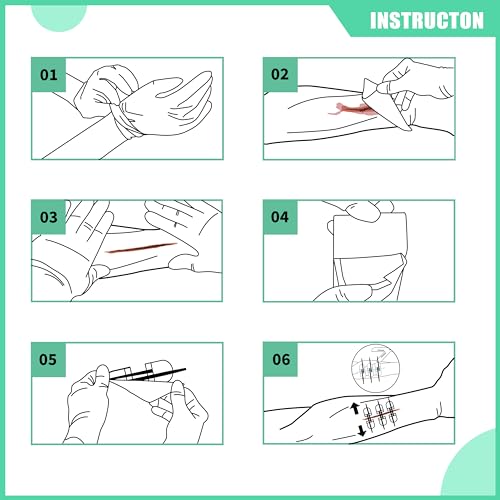 RHINO RESCUE Wound Closure Kit, 6pcs with Dresssings, Wound Closure Strips Without Suture, Stitch Zip Laceration Closure K...