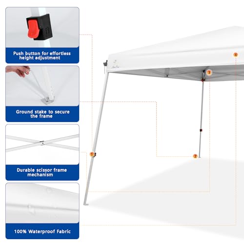 Abba Patio 10x10 Slant Leg Canopy Tent, Outside Canopy, Portable Commercial Canopies Shelter with Carry Bag, Waterproof U...