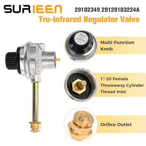 SURIEEN 29102349 29103224A Regulator Control Valve, Compatible with Charbroil Grill2Go Tru-Infrared 2012 Portable Gas Gril...