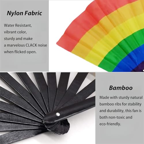 YKuzLx 13‘’ Large Rave Fan for Men Women, Popping Fan for Line Dancing, Decorative Folding Hand Fan for Party, Home Decora...
