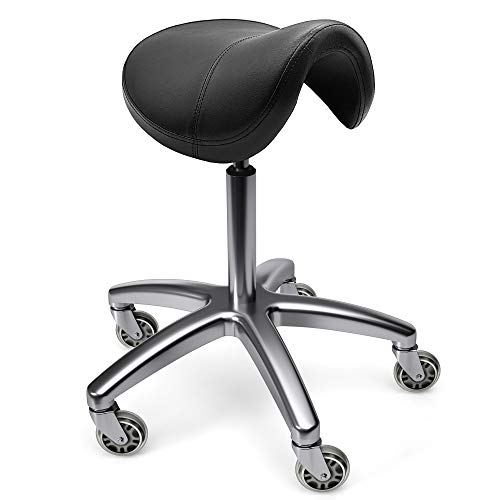 TASALON Saddle Stool - Ergonomic Saddle Chair - Comfortable Saddle Stool with Wheels - Swivel Salon Cutting Stool for Kitc...
