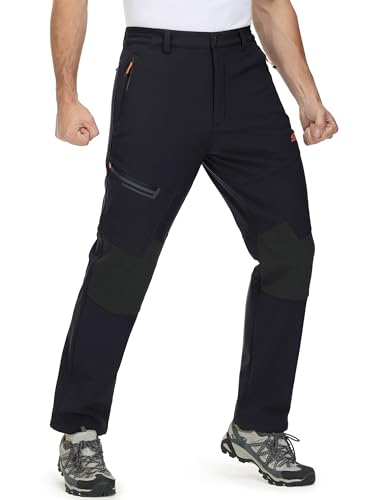 MAGCOMSEN Men's Winter Pants Fleece Lined Ski Snow Pants Water Resistant 4 Zip Pockets Outdoor Pants