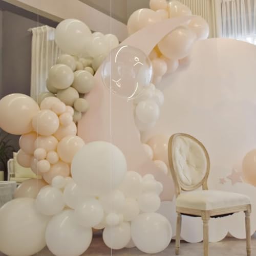 Voircoloria 105pcs Ivory Balloons 12inch Party Latex Balloons for Boys Girls Birthday Baby Shower Gender Reveal Wedding Su...