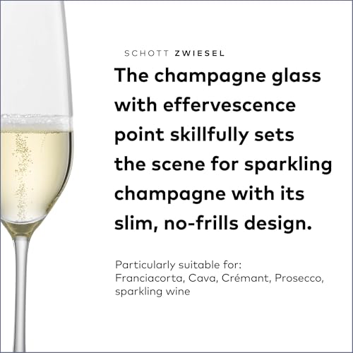 SCHOTT ZWIESEL Forté Champagne Flute (Set of 6), Champagne Glasses with Effervescence Point, Dishwasher-Safe Machine-Made ...