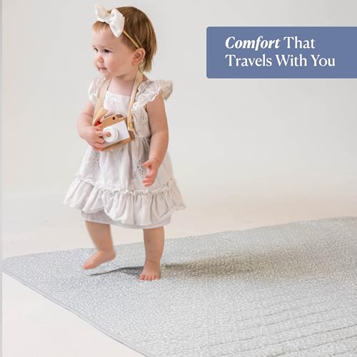Toddlekind Premium Indoor/Outdoor Playmat & Picnic Blanket, Organic Quilted Cotton, Water-Resistant, Reversible Design, Sp...