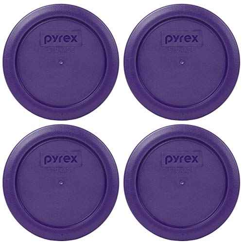 Pyrex 7200-PC 2-Cup Plum Purple Food Storage Replacement Lid (4-Pack) - Made in USA