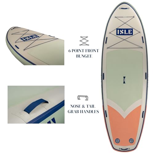 ISLE Megalodon Inflatable Stand Up Paddle Board & iSUP Bundle Accessory Pack - Up to 1,050 lbs Capacity — Durable, Lightwe...