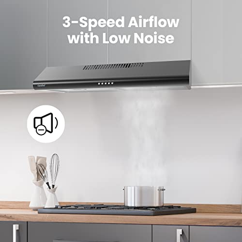 Comfee' Range Hood 30 inch, Under Cabinet Ducted/Ductless Convertible Slim Vent Hood, Durable Stainless Steel Kitchen Stov...