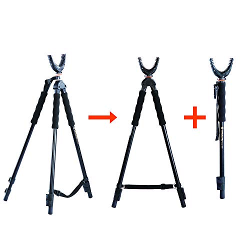 Vanguard Quest T62U Shooting Stick. Tripod, Bi Pod, Gun Pod All in One with Removable U Shaped Yoke, Quick Flip Leg Locks, Foam Hand Grips, Black