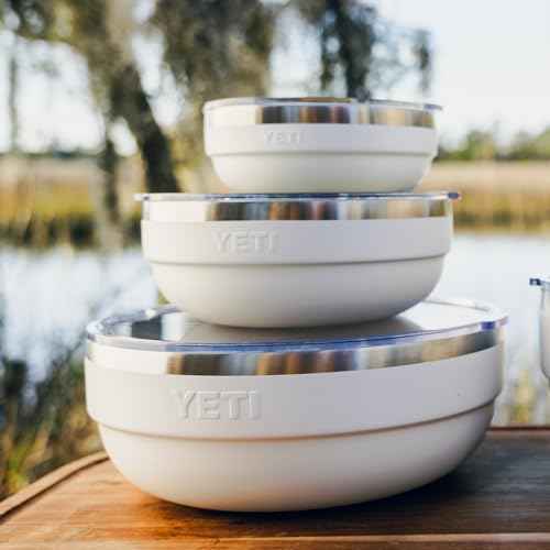 YETI Rambler Low Bowl, Vacuum Insulated, Stackable and Nestable Stainless Steel Bowl with Lid, 3.6 Quart, Navy