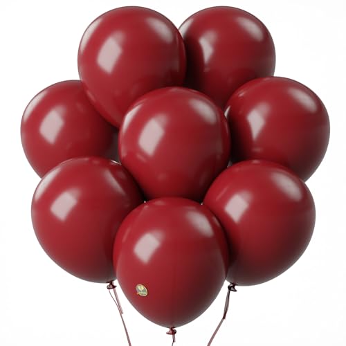 AFTERLOON® Biodegradable Balloons 24 pcs Ruby Red 12 Inch, Matte Color Thickened Extra Strong Latex Helium Float, Multicol...