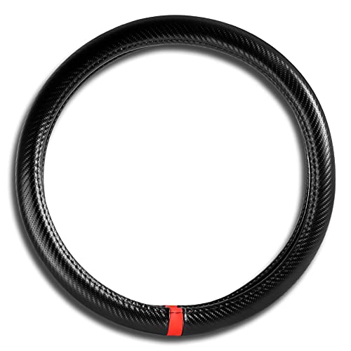 Q1-TECH, Steering Wheel Cover Pole Position Accent Sport Carbon Fiber Look Style for Car Truck SUV Universal 15 Inch Fitme...