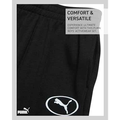 PUMA Boys Sweatpants Set - 2 Piece Soft Fleece Crewneck Pullover Boys Sweatshirts and Jogger Pants Kids Activewear Set (4-16)