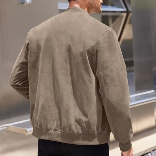 Men's Fashion Bomber Jacket, Casual Zip Up Lightweight Outerwear, Spring Fall Stand Collar Coat, for Outdoor Wear