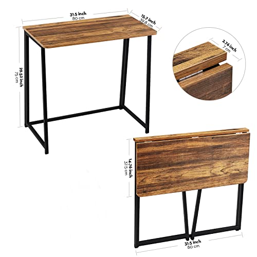 WOHOMO Folding Desk for Small Spaces, 31.5 Inch Foldable Computer Desks, Small Desk for Home Office, Study, Bedroom, Space...