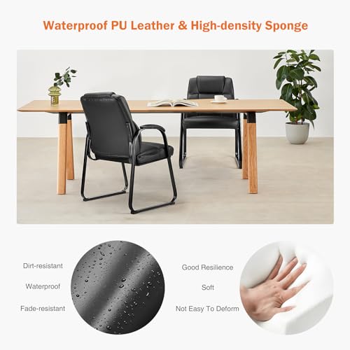 Sweetcrispy Waiting Room Guest Chair Set of 2, Stationary Office Reception Chairs No Wheel, Comfy Padded Arms and Seld Bas...