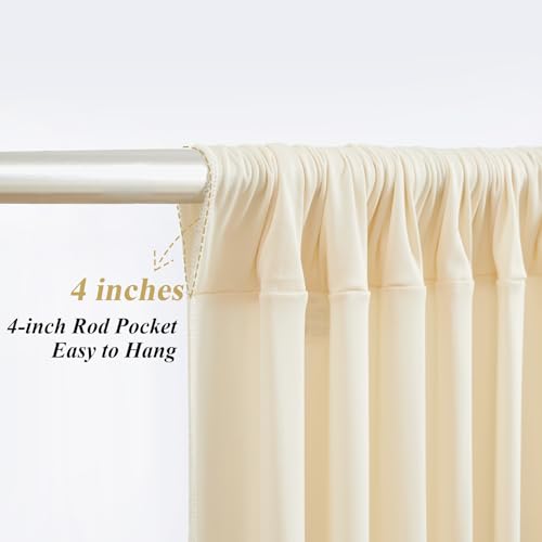 10x10ft Champagne Backdrop Curtains with Lights Wrinkle Free Fabric Backdrop Curtain for Wedding Birthday Party Baby Showe...