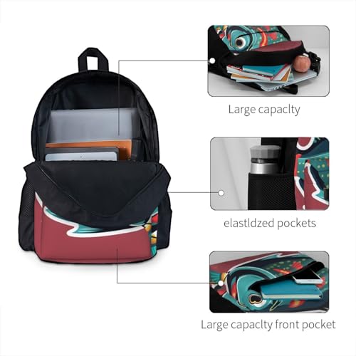 Bkdogkt Fish With A Lure Print Adults Large Capacity Backpack Commuting Work Outdoor Adventures Weekend Getaways