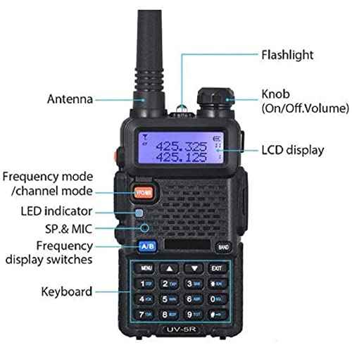 Baofeng UV-5R Dual Band Two Way Radio Handheld Ham Radio Long Range Walkie Talkies Pack of 6 for Hiking Camping Hunting Skiing Trip(Black)