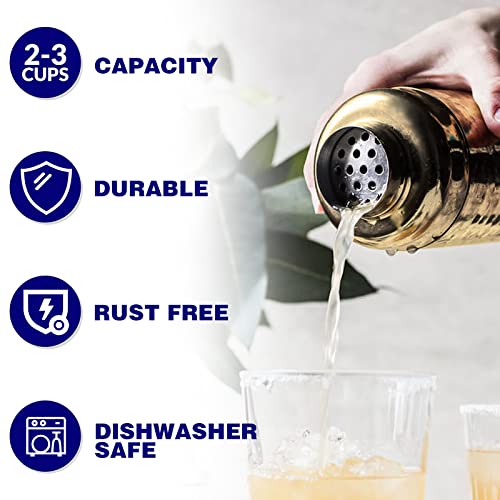 Tiawudi Large 24oz Cocktail Shaker Set, Stainless Steel 18/8 Martini Mixer Shaker with Built-in Strainer, Measuring Jigger...