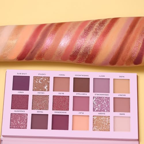 UCANBE Professional 18 Colors Aromas Nude Eyeshadow Palette Long Lasting Multi Reflective Shimmer Matte Glitter Pressed Pe...