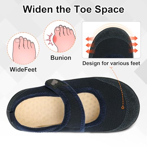 BARERUN Womens Slippers Wide Diabetic Shoes for Women Adjustable House Slippers Swollen Bunions Neuropathy House Shoes Sta...