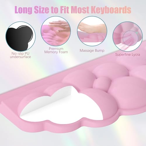 Wrist Rest with Keyboard Stand, Ergonomic Computer Wrist Support Pad, Cloud Keyboard Riser Holder with Wrist Pad, Memory F...
