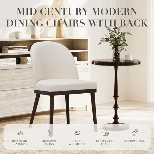 COLAMY Upholstered Dining Chairs Set of 4, Wooden Kitchen Chairs with Open Back, Modern Dining Room Chairs with Wood Frame, Dinner Side Chairs for Dining Room Kitchen Restaurant, Beige