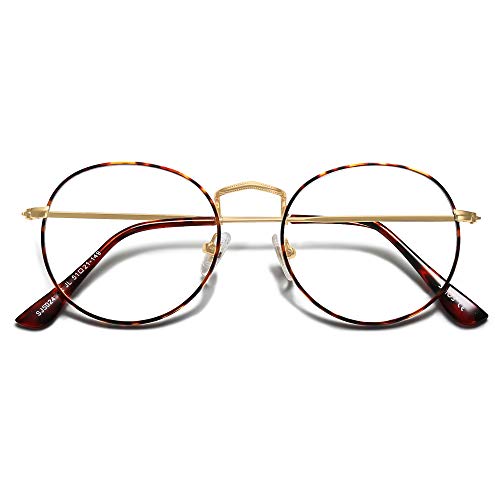 SOJOS Blue Light Blocking Computer Glasses Round Eyewear Anti Blue Light Lens Preppy Chic SJ5024B