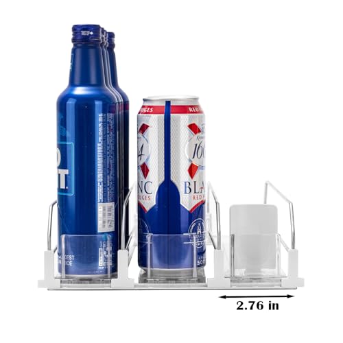 Rula Drink Organizer for Fridge, Width Adjustable Water Bottle Pusher Glide, Self-Pushing Soda Can Dispenser for Refrigera...