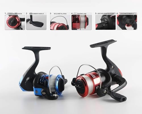 Fishing Rod Reel Combos Collapsible Fishing Rod Kit, 2PCS Telescopic Fishing Pole+2PCS Spinning Reels+Lures Hooks+Tackle B...