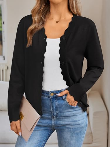 LILLUSORY Womens Cardigan Sweaters Long Sleeve Casual Lightweight Button Down V-Neck Fall Clothes 2025