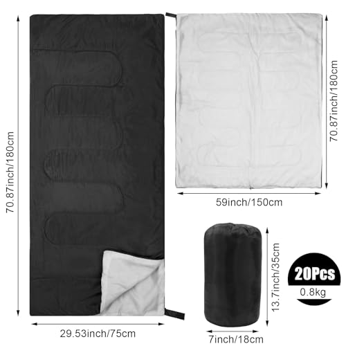 Peryiter 20 Pcs Sleeping Bags Bulk for Homeless People Adults Winter Sleeping Bags Bulk Outdoor Waterproof Lightweight Com...