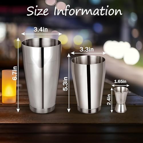 Mwellewm Boston Shaker Cocktail Set Bartender Kit, 12 Pcs Drink Shaker with Strainer Bartending Martini Shaker Tin with 18...